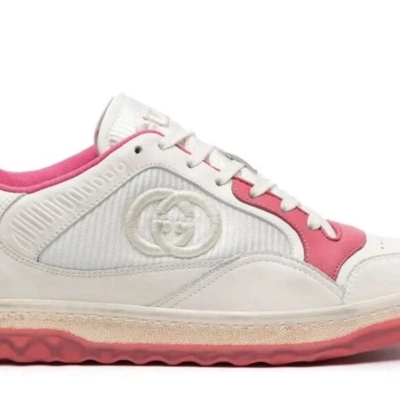 GUCCI MAC80 women’s low-top distressed sneakers white/pink EU 37.5 US 10.5 $980 - Picture 1 of 7